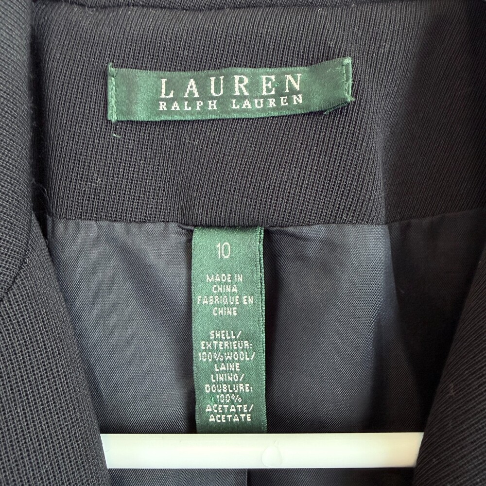 Lauren Ralph Lauren VTG Wool Crest Blazer Gold Button Preppy 90s Black Size 10 - Picture 7 of 16